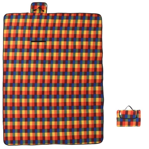 vidaXL picnictæppe 200x150 cm foldbart ternet fløjl flerfarvet