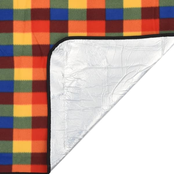 vidaXL picnictæppe 200x150 cm foldbart ternet fløjl flerfarvet