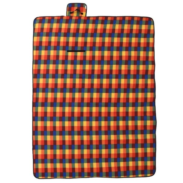 vidaXL picnictæppe 200x150 cm foldbart ternet fløjl flerfarvet