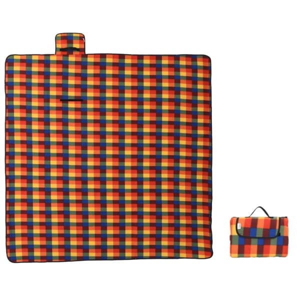 vidaXL Picknickfilt vikbar flerfärgad pläd 200x200 cm sammet