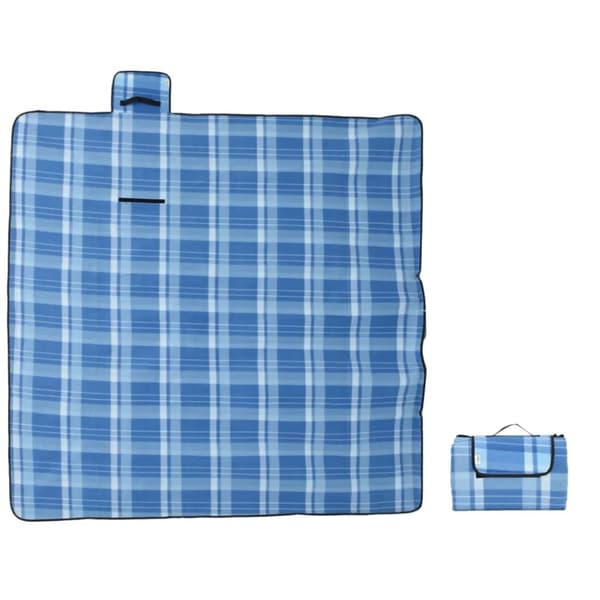 vidaXL picnictæppe 200x200 cm foldbart fløjl ternet blå