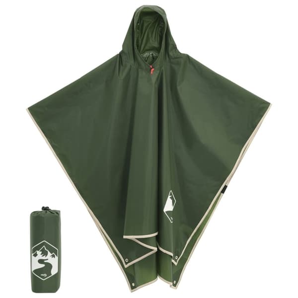 vidaXL regnponcho med hætte 223x145 cm 2-i-1 design grøn