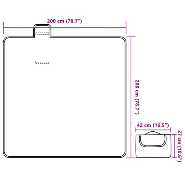 vidaXL picnictæppe 200x200 cm foldbart bølget fløjl blå og hvid