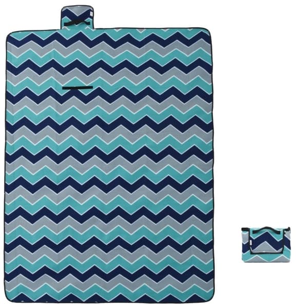 vidaXL Picknickfilt vikbar blå vågig 200x150 cm sammet