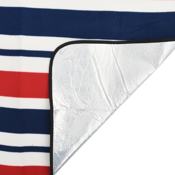 vidaXL picnictæppe 200x150 cm foldbart fløjl stribet rød og blå