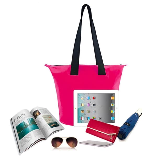 Vandtæt PVC strandtaske med skulderrem 11L - pink