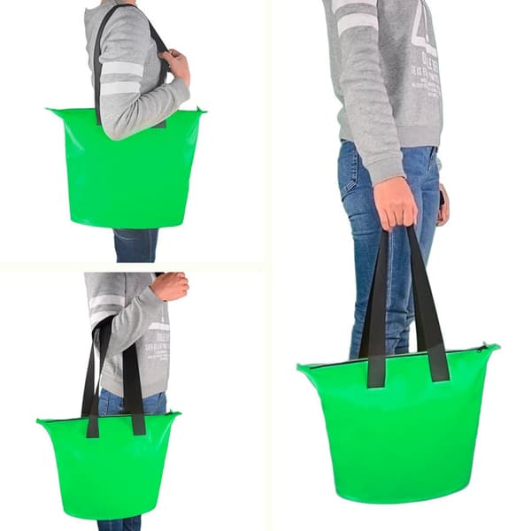Vandtæt PVC strandtaske med skulderrem 11L - grøn