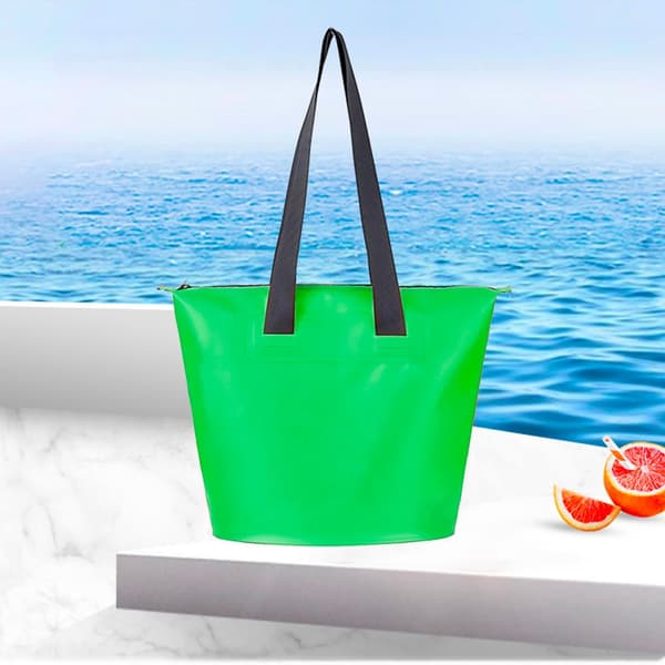 Vandtæt PVC strandtaske med skulderrem 11L - grøn