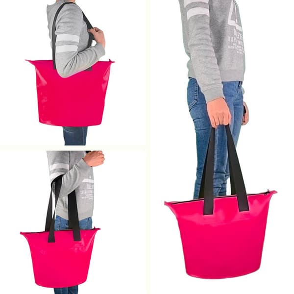 Vattentät PVC strandväska med axelrem 11L - rosa