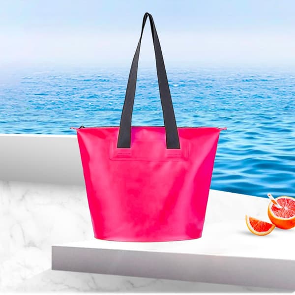 Vattentät PVC strandväska med axelrem 11L - rosa