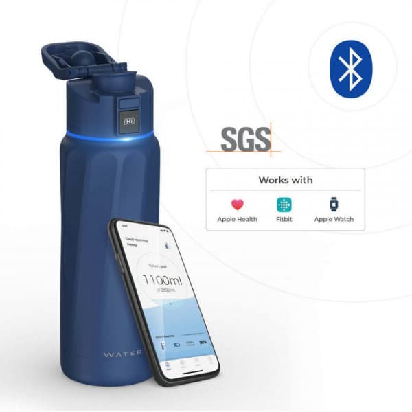 WaterH BOOST Chug Lock smart vandflaske, 946 ml, blå