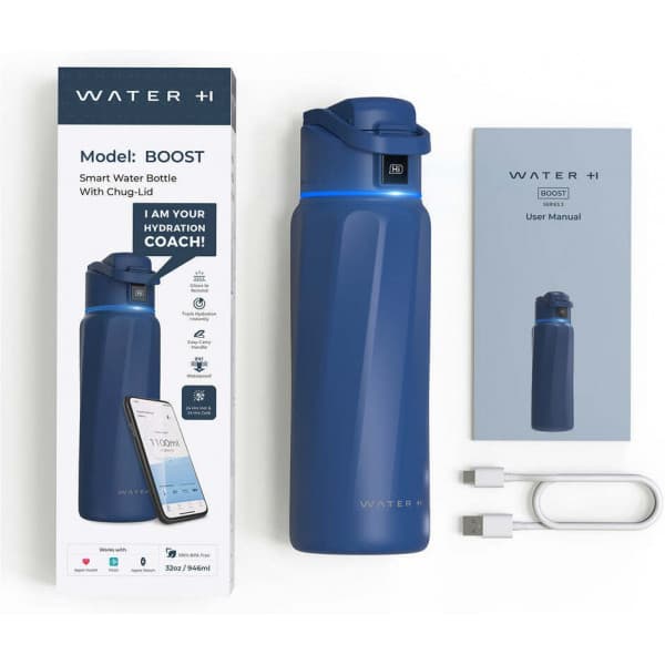 WaterH BOOST Chug Lock smart vandflaske, 946 ml, blå