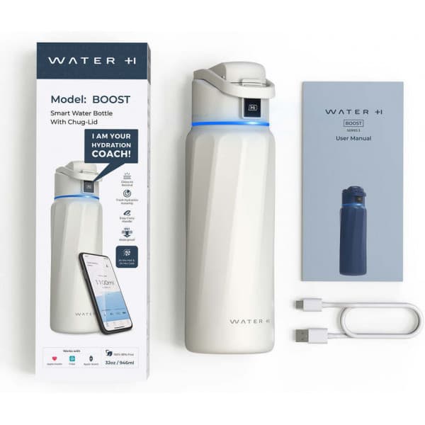 WaterH BOOST Chug Lid smart vattenflaska, 946 ml, vit