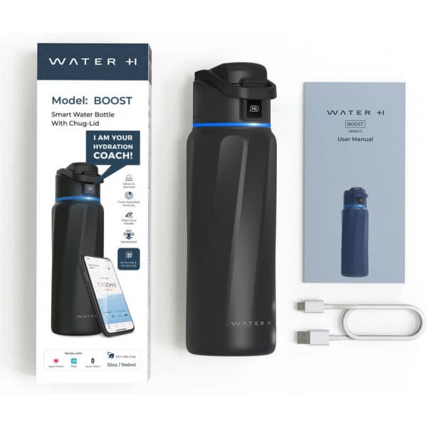WaterH BOOST Chug Lid smart vandflaske, 946 ml, sort