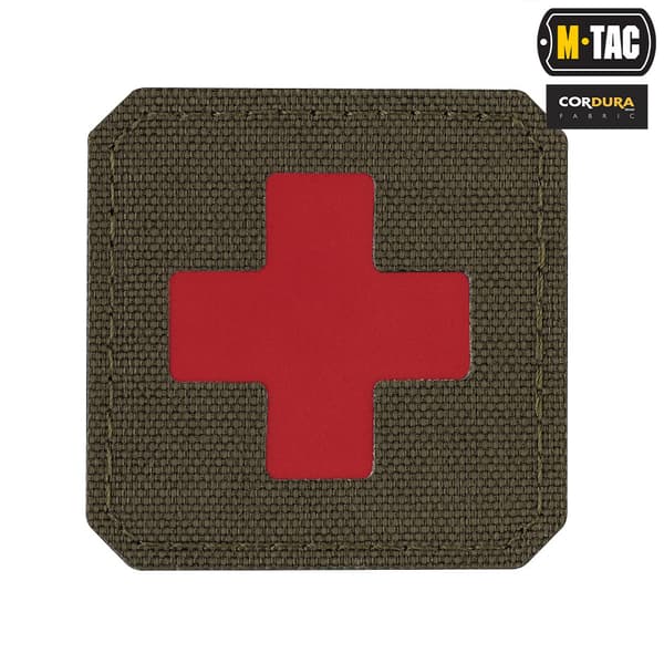 M-Tac Medic Cross laserskuren olivröd emblemlapp
