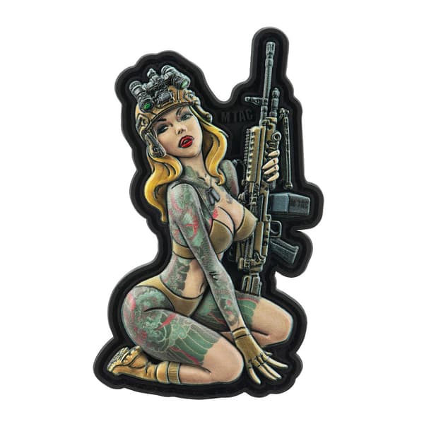 M-Tac Tactical flicka #5 tatueringslapp PVC-emblem kardborreband pin-up M249