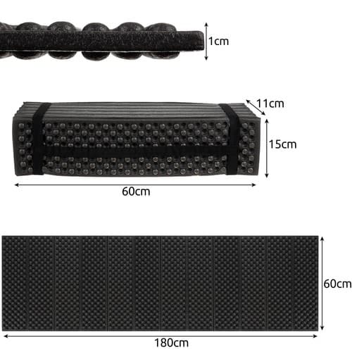 Hopfällbar liggunderlag 180x60x1cm Trizand 22870 svart, skum