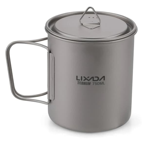 Titanium Campingmugg, Lättviktig, Fällbart Handtag,750 ml