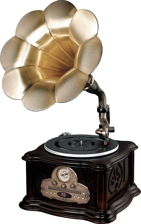 Retro gramofoni putkella - vinyylilevyjä, CD, MP3, Bluetooth, FM/AM-radio USB kaukosäätimellä, vintage, vinyylit