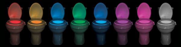 LED-lampe med bevægelsessensor til toilet - 8 farver, skumringssensor, automatisk slukning