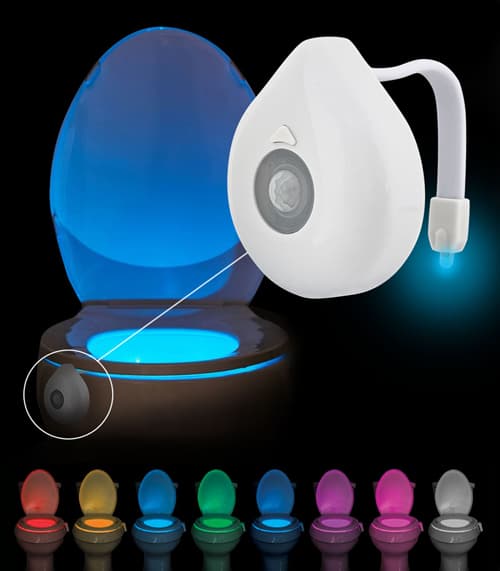 LED-lampe med bevægelsessensor til toilet - 8 farver, skumringssensor, automatisk slukning