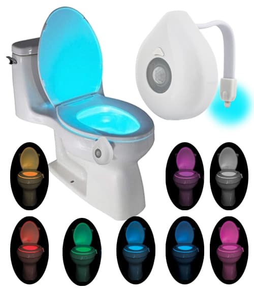 LED-lampe med bevægelsessensor til toilet - 8 farver, skumringssensor, automatisk slukning