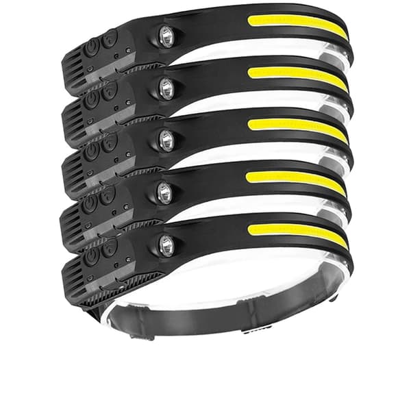 LED-päävalo, 350 lumenia, USB-ladattava,Otsalamppu - 5kpl