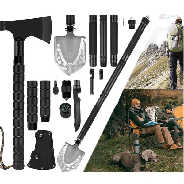 Multifunktionell Spade- och Yxsats, Hållbart Högkolfältstål, Bärbar Fällbar Design,spade och yxa set