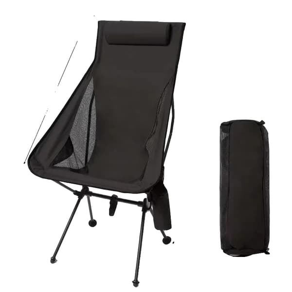 Campingstol, lättvikts aluminiumlegering, bärbar och hopfällbar,svart