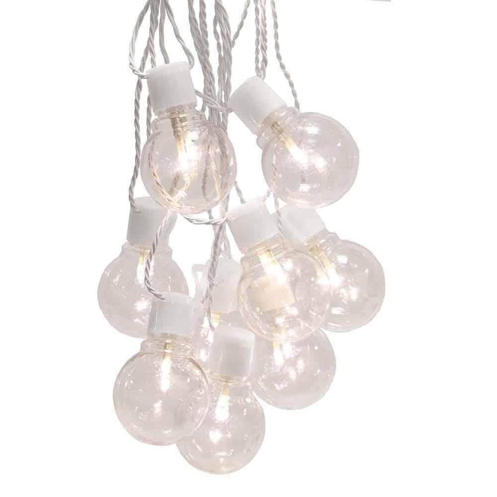 LED party ljusslinga 16 ljus klara bollar vit kabel