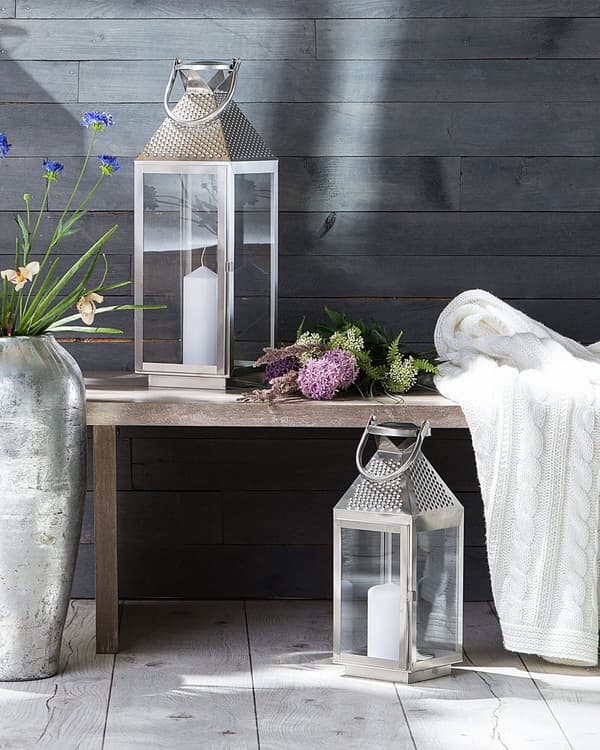 Ljuslykta Metall Silver Rostfritt Stål H 55 cm Pelare Ljushållare