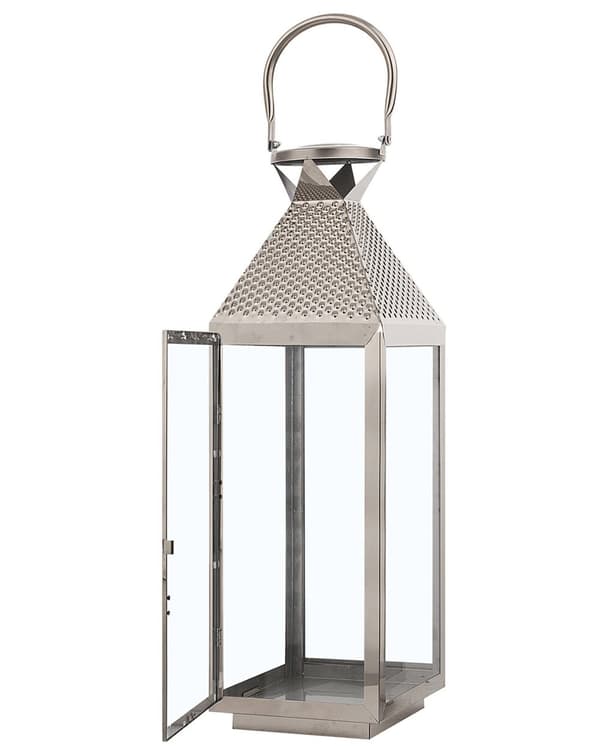 Ljuslykta Metall Silver Rostfritt Stål H 55 cm Pelare Ljushållare