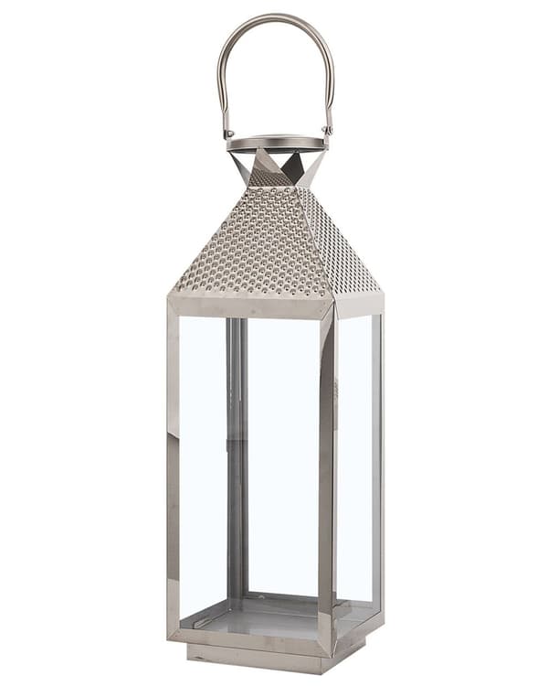 Ljuslykta Metall Silver Rostfritt Stål H 55 cm Pelare Ljushållare