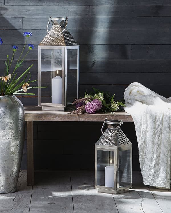 Ljuslykta Metall Silver Rostfritt Stål H 55 cm Pelare Ljushållare