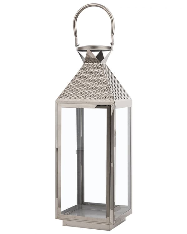 Ljuslykta Metall Silver Rostfritt Stål H 55 cm Pelare Ljushållare