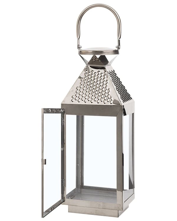 Ljuslykta Metall Silver Rostfritt Stål H 40 cm Pelare Ljushållare