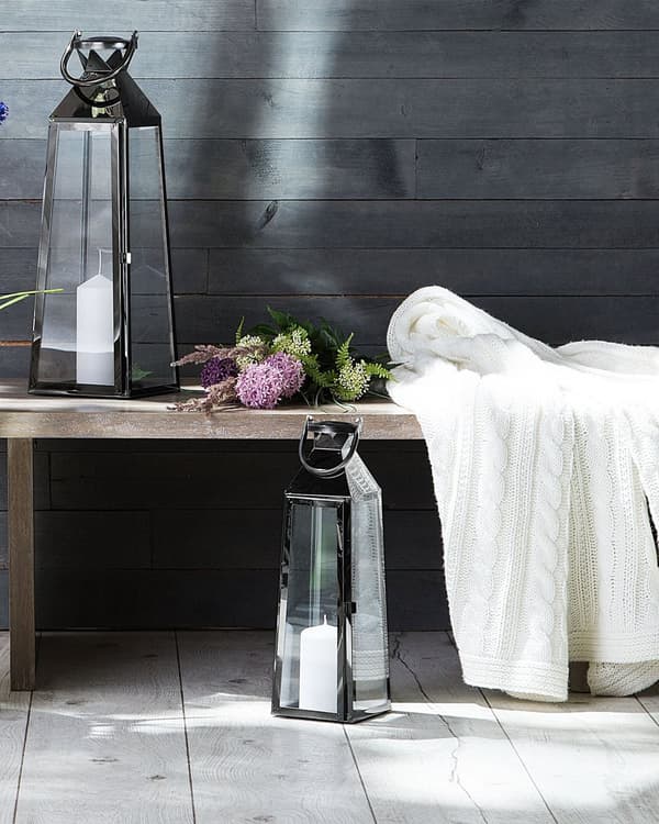 Ljuslykta Metall Svart Rostfritt Stål H 42 cm Avsmalnande Pelare Ljushållare