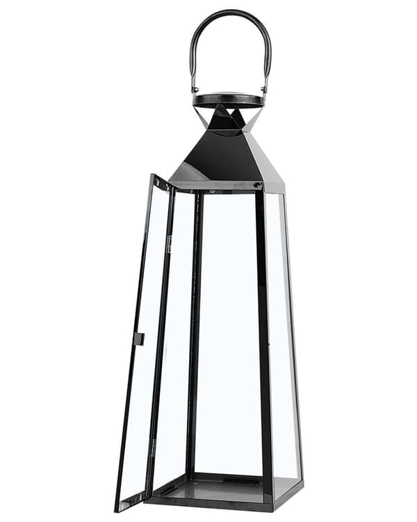 Ljuslykta Metall Svart Rostfritt Stål H 42 cm Avsmalnande Pelare Ljushållare