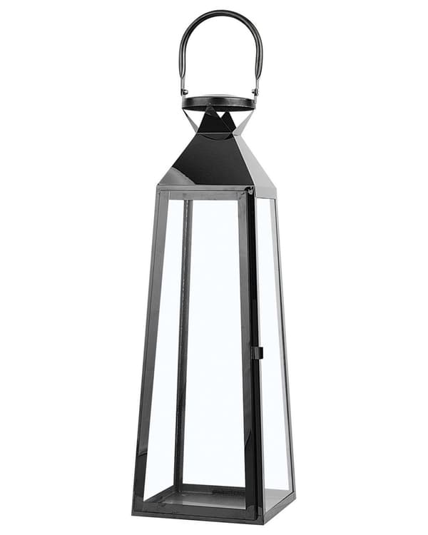 Ljuslykta Metall Svart Rostfritt Stål H 42 cm Avsmalnande Pelare Ljushållare