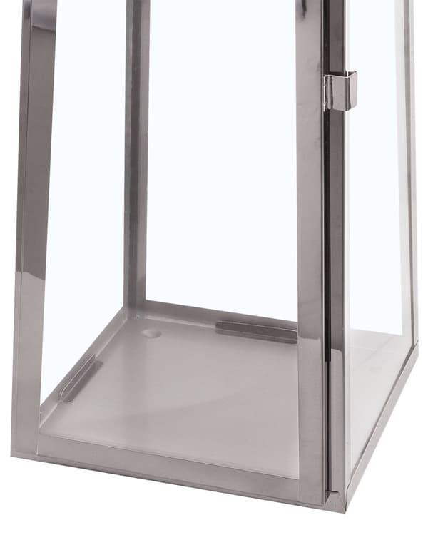 Ljuslykta Metall Silver Rostfritt Stål H 53 cm Avsmalnande Pelare Ljushållare