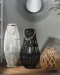 Miniatyrbild 2 av 8: Ljuslykta Svart Bambuträ och Glas 75 cm Inomhus Utomhus Skandinavisk
