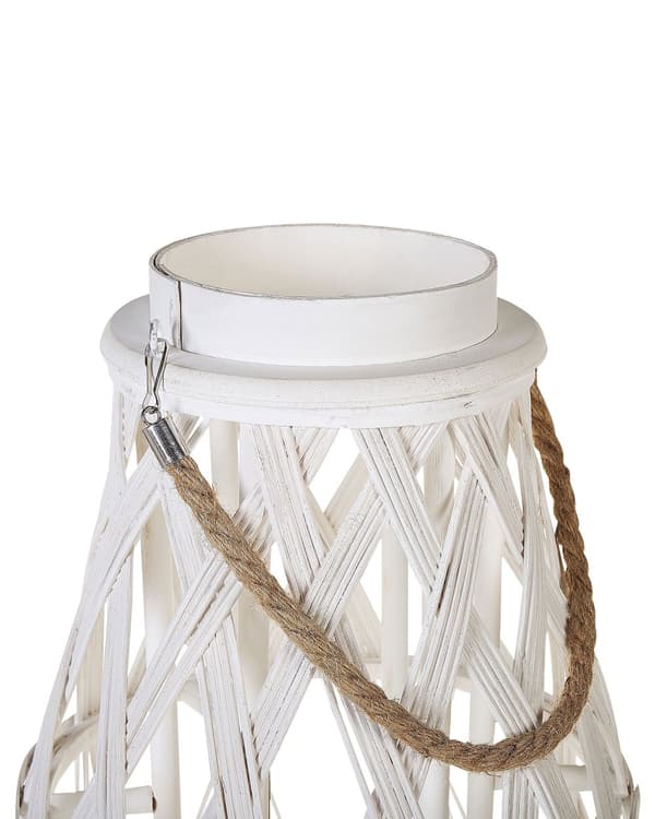 Ljuslykta Vit Bambuträ och Glas 75 cm Inomhus Utomhus Skandinavisk