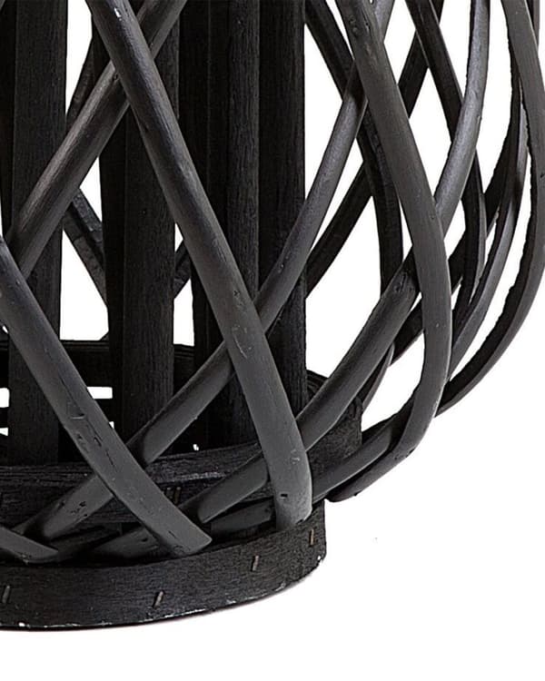 Ljuslykta Svart Pilträ och Glas 30 cm Inomhus Utomhus Skandinavisk