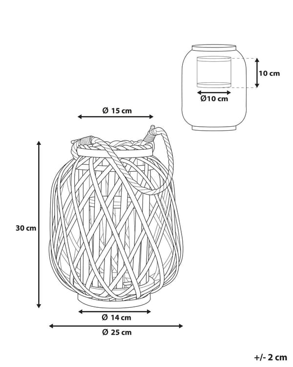 Ljuslykta Vit Pilträ och Glas 30 cm Inomhus Utomhus Skandinavisk