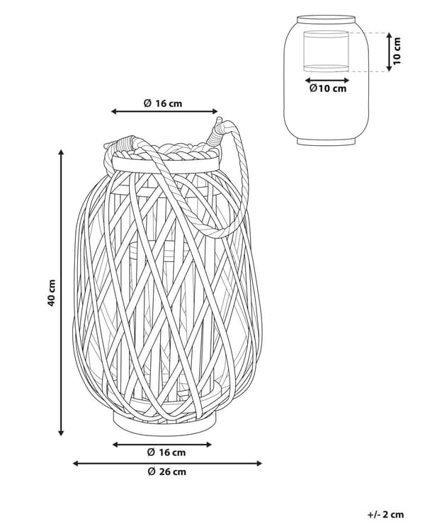 Ljuslykta Vit Pilträ och Glas 40 cm Inomhus Utomhus Skandinavisk