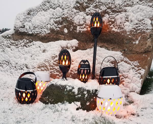 Homeline Helios Flamlampa med BT-högtalare, Vit