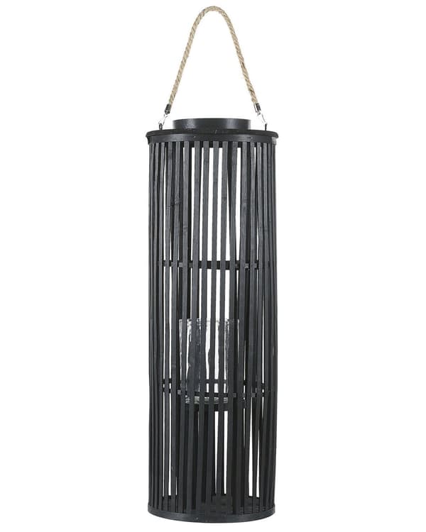 Ljuslykta Svart Pilträ 80 cm med Ljushållare Naturlig Boho Stil