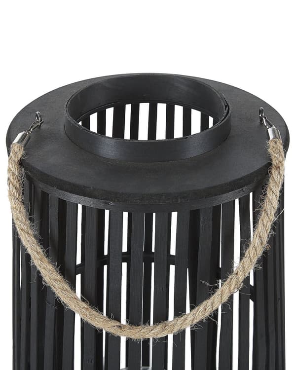 Ljuslykta Svart Pilträ 80 cm med Ljushållare Naturlig Boho Stil