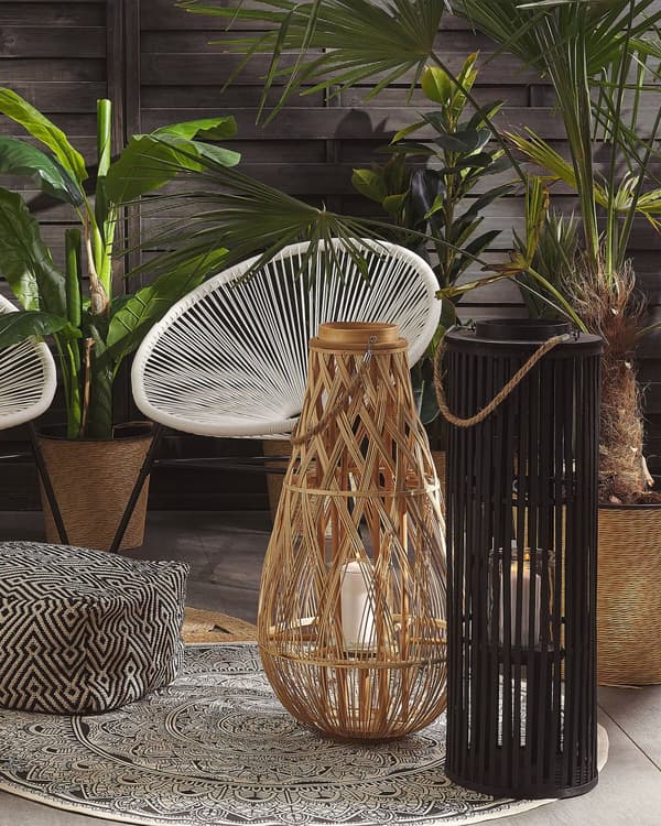 Ljuslykta Svart Pilträ 80 cm med Ljushållare Naturlig Boho Stil
