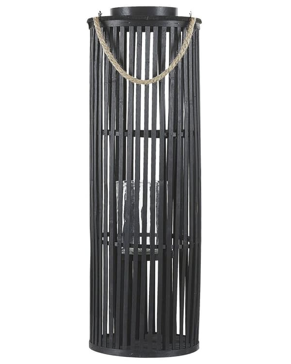 Ljuslykta Svart Pilträ 80 cm med Ljushållare Naturlig Boho Stil